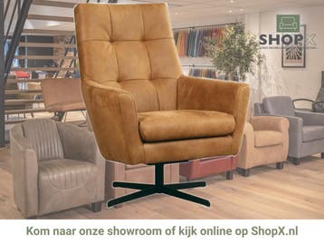 Leren draaifauteuil Central - Kenia Cognac (cognac), Nieuw, Ophalen of Verzenden, 75 tot 100 cm, Industrieel, Modern