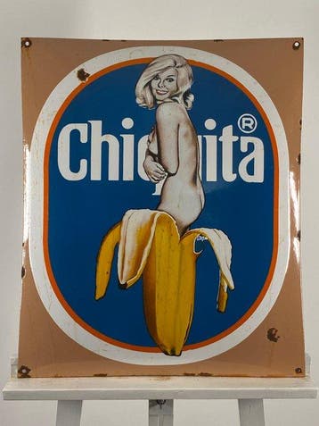 Chiquita - Emaille bord - 60x50cm - Gemaakt van een dikke