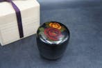 Theeservies - Aizu lacquerware, black lacquer finish, floral