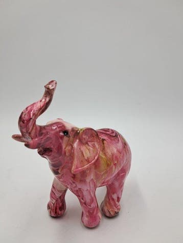 Figuur - Elefante Decorativo in Resina – Scultura Rosa con