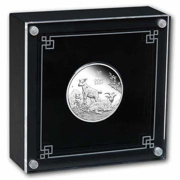 Lunar III - Year of the Goat - 1/2 oz 2027 Proof, Postzegels en Munten, Verzenden, Losse munt, Zilver