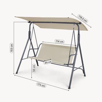 Hollywoodschommel Satten 3 persoons 173x119x153 cm grijs en, Verzenden, Nieuw
