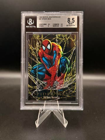 Beckett 8.5 1992 Skybox Marvel Masterpieces Spider-Man #35, Verzenden, Zo goed als nieuw, Losse kaart