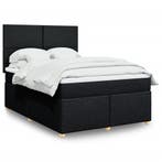vidaXL Boxspring met matras stof zwart 140x200 cm, Huis en Inrichting, Slaapkamer | Bedden, Verzenden, Zwart, 140 cm, 200 cm
