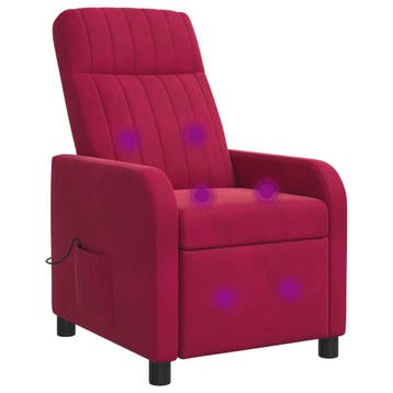 vidaXL Massage Recliner Wijnrood fluweel, Verzenden, Nieuw