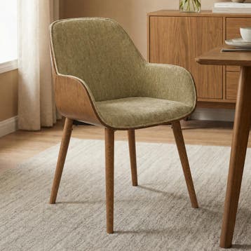 *WOONWINKEL* Houten Kuipstoel Groen, Huis en Inrichting, Stoelen, Verzenden, Nieuw, Bruin, Stof