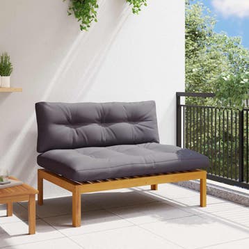 vidaXL Midden Sofaset Natuurlijk en Donkergrijs Acaciahout, Tuin en Terras, Verzenden, Nieuw