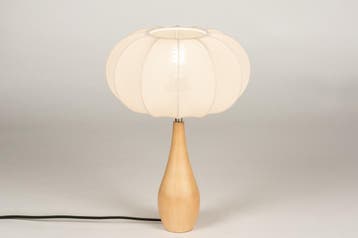 Rietveld Tafellampen - Beige, Hout, Naturel - Stof, Hout, Verzenden, Nieuw