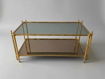 Salontafel - Jaren zestig Hollywood Regency messing