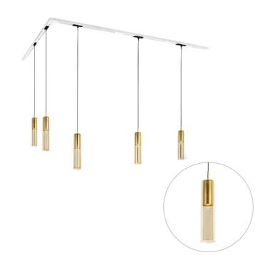 Modern railsysteem met 5 hanglampen goud 1-fase - Iconic, Verzenden, Nieuw