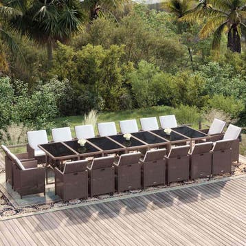 vidaXL 19-delige Tuinset met kussens poly rattan bruin, Verzenden, Nieuw, 8 zitplaatsen, Tuinset