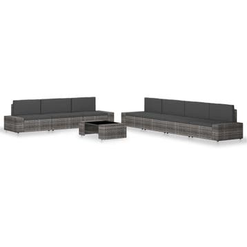 vidaXL 8-delige Loungeset poly rattan grijs, Verzenden, Nieuw, 8 zitplaatsen, Loungeset