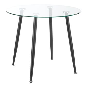 [en.casa] Glazen tafel Humppila rond 75x87 cm zwart en trans, Huis en Inrichting, Verzenden, Nieuw