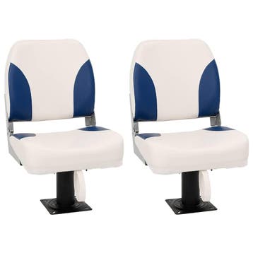 vidaXL Bootstoel 2 set inklapbaar 41x36x48 cm blauw en wit, Verzenden, Nieuw