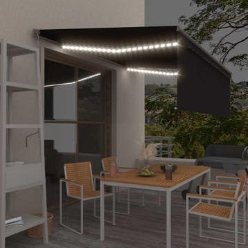 vidaXL Luifel met rolgordijn, LED en windsensor 4,5x3 m, Verzenden, Nieuw