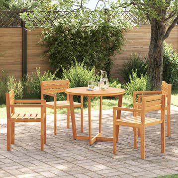 vidaXL 5-delige tuinset van massief acaciahout, Verzenden, Nieuw, Hardhout, Tuinset