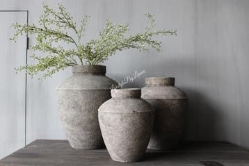 Sobere stenen kruik taupe / black 31 x 25 cm, Ophalen of Verzenden, Nieuw