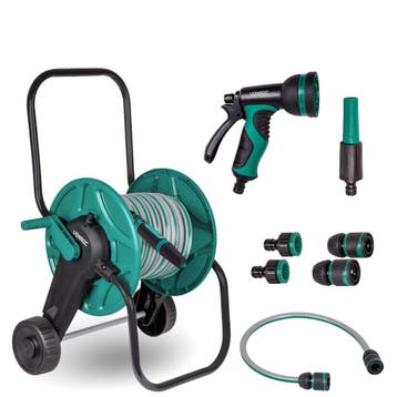 Slangenwagen set met 20m tuinslang | Incl. 3 spuitstukken &, Verzenden, Nieuw, Tuinslang