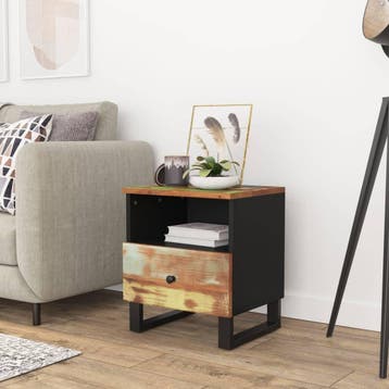 vidaXL Nachtkastje massief gerecycled hout en bewerkt hout, Huis en Inrichting, Slaapkamer | Nachtkastjes, Minder dan 45 cm, Verzenden