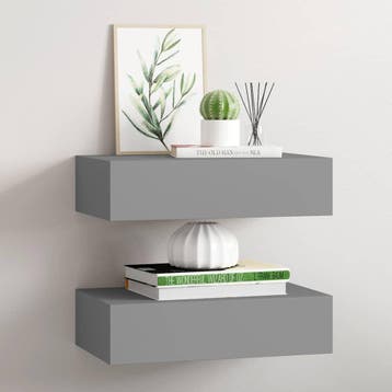 vidaXL Wandschappen 2 st met lade 40x23,5x10 cm MDF grijs, Verzenden, Nieuw