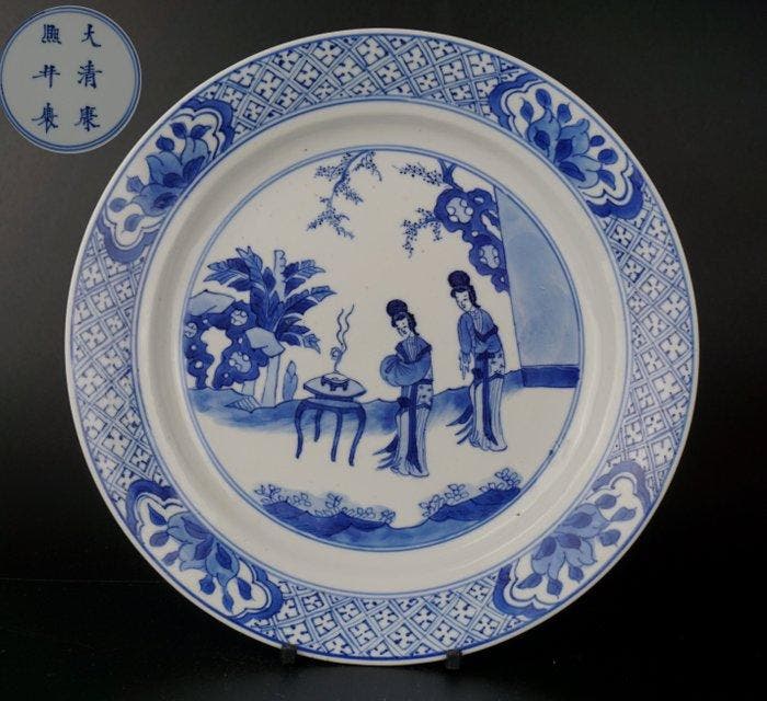 Chinese blauw-witte bord, Kangxi-markering en -periode, 17e, Antiek en Kunst, Antiek | Overige Antiek
