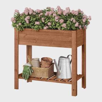 Houten Verhoogd Plantenbak met Plank - 80x75x40cm - Tuin & B, Verzenden, Nieuw