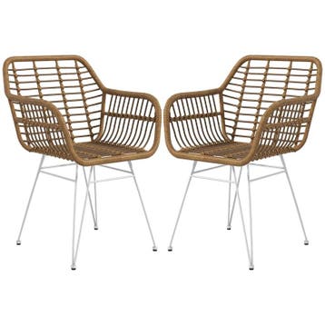 TRUUSK Set van 2 Boho Keukenstoelen - PE Rotan - Natuurlijk, Verzenden, Nieuw