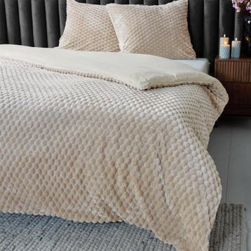Teddy Hexagon dekbedovertrek - taupe - 200 x 220 cm |, Verzenden, Nieuw