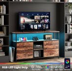 TV-Meubel Industrieel met LED-Verlichting en 4 Lades Hout, Huis en Inrichting, 100 tot 150 cm, Verzenden, Nieuw, Minder dan 100 cm
