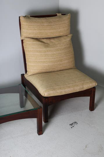 Vintage houten fauteuils uit 1975, Huis en Inrichting, Fauteuils, Gebruikt, Vintage, 75 tot 100 cm, 50 tot 75 cm