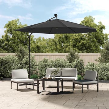 vidaXL Zweefparasol met LED-verlichting stalen paal 300 cm, Verzenden, Nieuw, 1 tot 2 meter, Zweefparasol