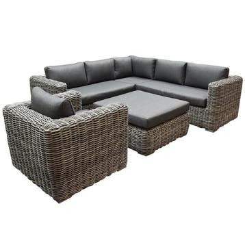 Cervo hoek loungeset 5-delig grijs wicker, Ophalen of Verzenden, Nieuw, Wicker