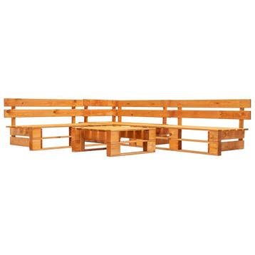 vidaXL 4-delige Loungeset pallet hout honingbruin, Verzenden, Nieuw, 4 zitplaatsen, Loungeset