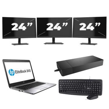 HP EliteBook 840 G3 -   i7-6e 8GB  - 256GB  + 3x 24 inch, Computers en Software, Windows Laptops, Qwerty, Verzenden, Refurbished