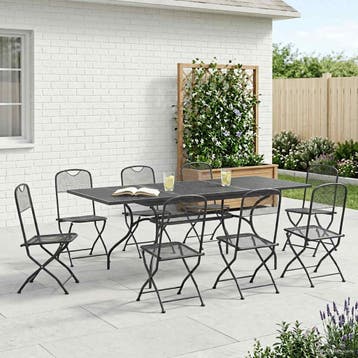 vidaXL Tuin eettafelset 9 pcs Antracietkleurig 212 x 90 x 76, Verzenden, Nieuw, Meer dan 8 zitplaatsen