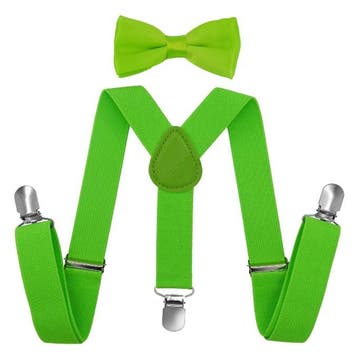Fako Fashion - Kinder Bretels Met Vlinderstrik - 65cm - Fluo, Verzenden, Nieuw