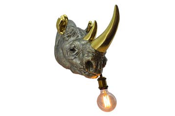 Wandlamp RHINO 40 cm handgemaakte gouden neushoornsculptuur, Ophalen of Verzenden, Nieuw