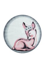 Rond Kindervloerkleed | Bambi | Hert | Roze | 120x120 cm, Verzenden, Nieuw