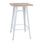 bistro bartafel met houten blad | wit, Verzenden, Nieuw in verpakking