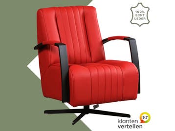 Leren draaifauteuil Galaxy - Toledo Ducati (rood) -, Nieuw, Ophalen of Verzenden, 50 tot 75 cm, Industrieel, Modern