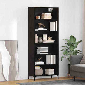vidaXL buffetkast Zwart Eiken 69,5 x 34 x 180 cm Bewerkt, Minder dan 50 cm, Verzenden, Nieuw, Minder dan 100 cm