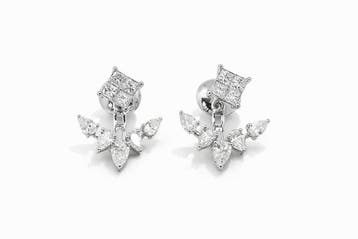Cocktail oorbellen - 18 karaat Witgoud - 2.38ct. tw. Diamant
