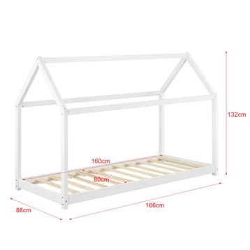 Kinderbed Netstal houten bed huisbed 80x160 cm wit, Verzenden, Nieuw