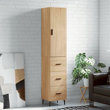 vidaXL buffetkast 34,5x34x180 cm bewerkt hout sonoma, Minder dan 50 cm, Verzenden, Nieuw, Minder dan 100 cm