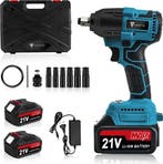 Accu Slagmoersleutel 21V - incl. 6x Moerdoppen, Bitadapter,, Verzenden, Nieuw