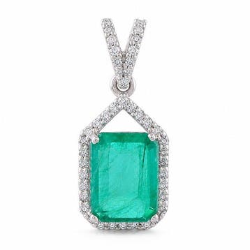 Zonder minimumprijs - Hanger Platina - 1.31ct. tw. Smaragd -