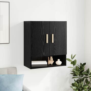 vidaXL Wandkast 60 x 31 x 70 cm Bewerkt hout Zwart Eiken, Huis en Inrichting, Kasten | Overige, Verzenden, Nieuw