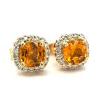 Oorstekers - 14 karaat Geel goud - 1.36ct. tw. Saffier -