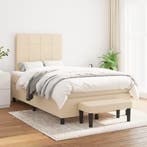 vidaXL Boxspring met matras stof crèmekleurig 120x200 cm, Verzenden, Nieuw, Twijfelaar, 120 cm