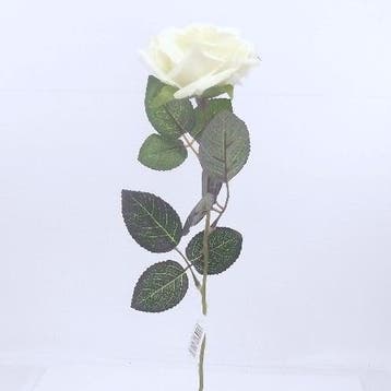 Zijden Roos Wit open met blad 55 cm per stuk, Ophalen of Verzenden, Nieuw